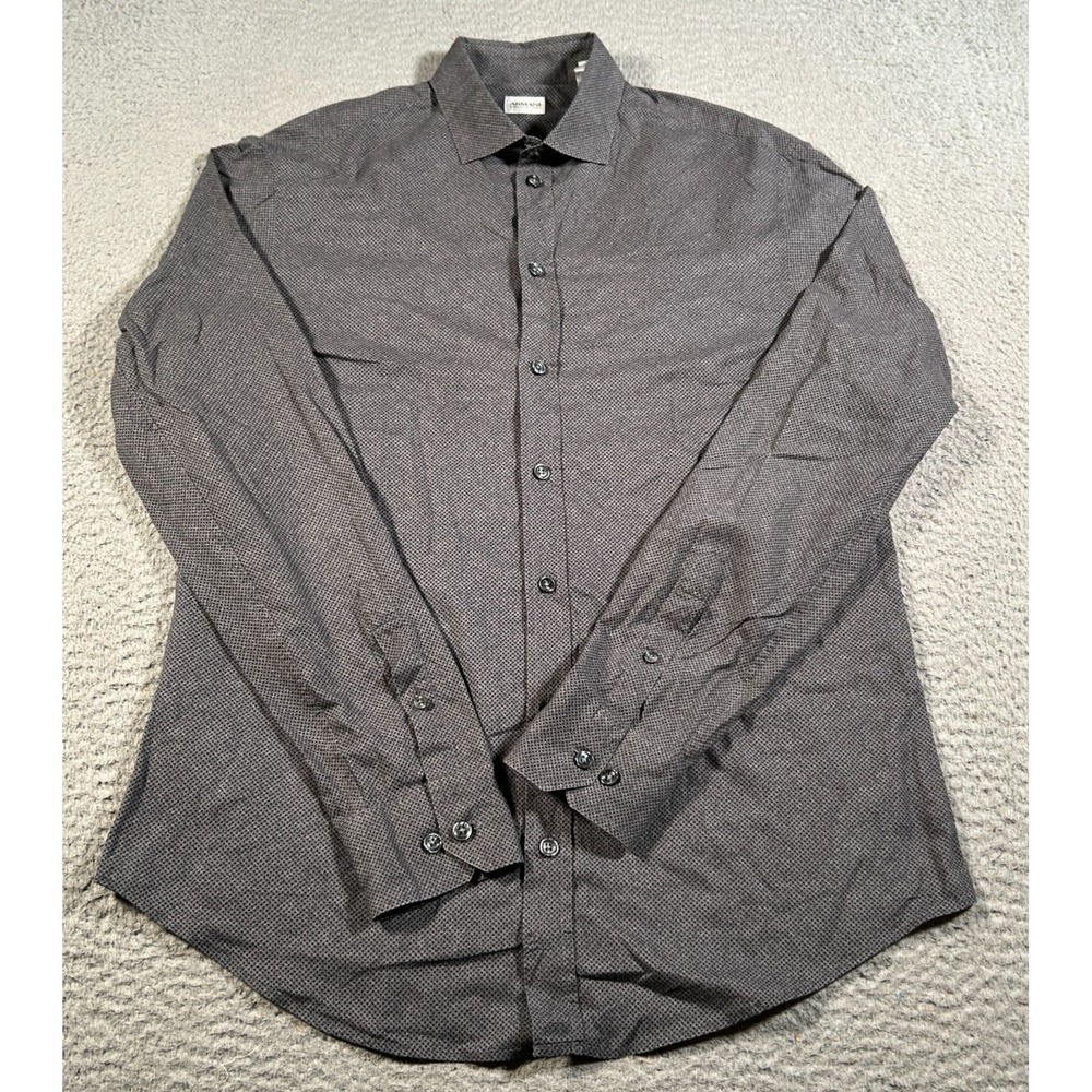 Armani Collezione Shirt Mens Small Gray Button Up Long Sleeve Business Casual